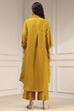 Ochre Yellow Polyester A-Line Dyed Kurta Pants Set image number 4
