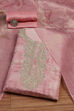 Pink Chanderi Machine Embroidered Unstitched Suit Set image number 0
