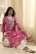 Pink Pure Cotton Floral Straight Kurta image number 0