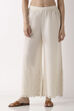 Off White Cotton Flared Palazzos image number 4