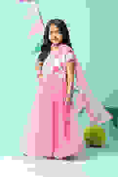 Pink Cotton Short Top Lehenga Set image number 5