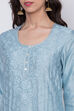 Ice Blue Cotton Silk Chikankari Kurta Palazzo Suit Set image number 1