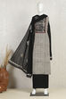 Black Cotton Hand Block Print Unstitched Suit Set image number 4