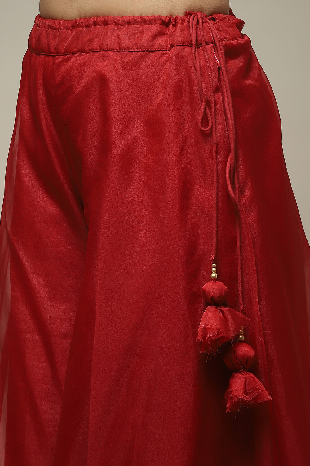 Red Nylon Straight Kurta Sharara Suit Set image number 2