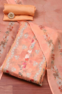Peach Muslin Unstitched Suit Set image number 0