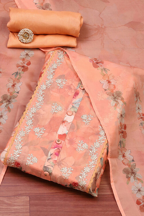 Purple Muslin Unstitched Suit Set image number 0
