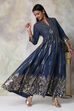 Navy Cotton Fusion Wear Dress image number 3