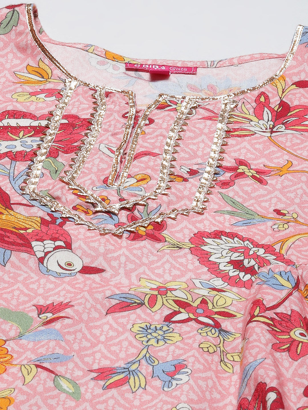 Pink Rayon Flared Printed Kurta image number 1