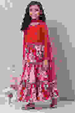 Berry Red Viscose Lehenga Set image number 3