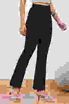 Black Solid Stretchable Bootcut Slim Fit Pants image number 3