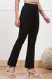 Grey Solid Stretchable Bootcut Slim Fit Pants image number 3