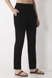 Black Cotton Lycra Fitted Pants image number 3