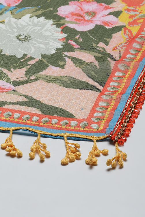 Turquoise Blue Art Silk Gathered Kurta Palazzo Suit Set image number 7