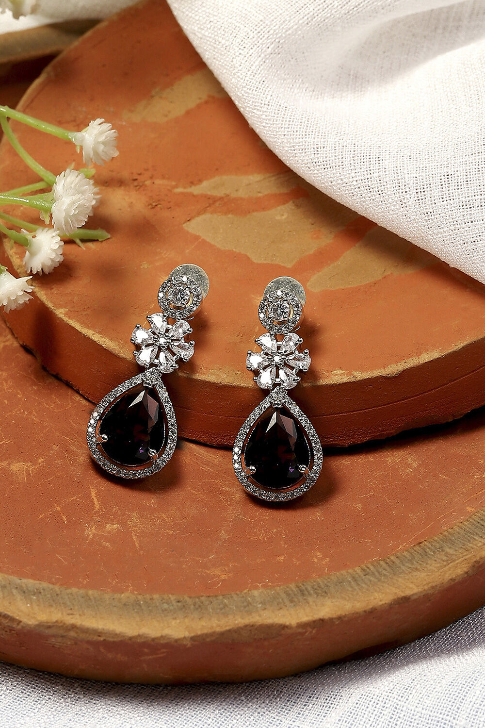 biba Purple Stone Embellished EarringsPurple Stone Embellished Earrings-picture-443
