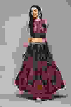 Black Poly Dupion Printed 2 Piece Set image number 0