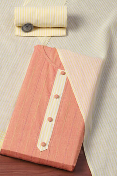 Peach Cotton Unstitched Suit set image number 0
