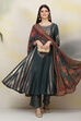 Tea Green Art Silk Kalidar Kurta Palazzo Suit Set