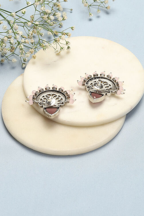 Oxidised Light Pink Brass Earrings image number 2