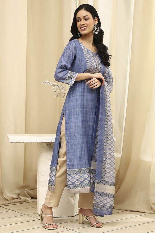 Pink Cotton Machine-Embroidered Unstitched Suit Set image number 5