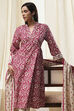 Red Cotton Printed Gathered Suit Set image number 0