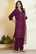 Purple Viscose Rayon Straight Suit Set image number 5