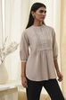 Black Cotton Yarn-Dyed Short Straight Kurta image number 4