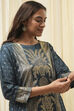 Indigo Rayon A-Line Printed Kurta image number 1