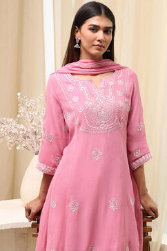 Pink Viscose Kalidar Suit Set image number 7