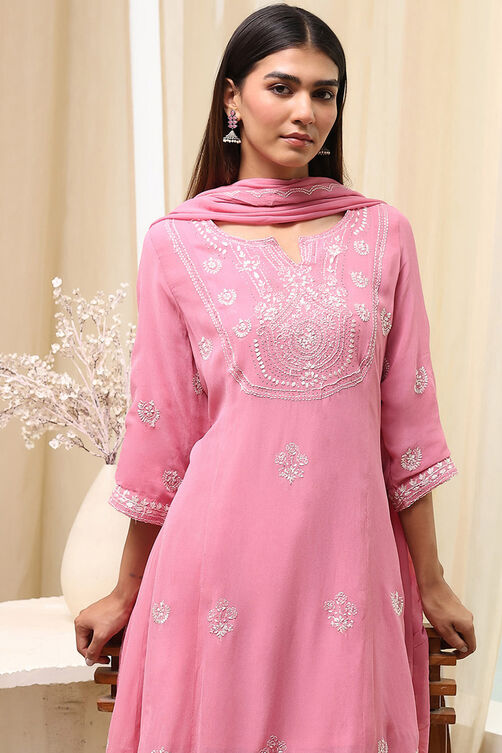 Pink Viscose Kalidar Suit Set image number 7