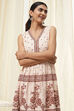 White and Rust Cotton Tiered Dress image number 6