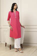 Pink Cotton Solid Straight Kurta image number 0