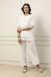 White Cotton Embroidered Schiffli Straight Suit Set image number 6