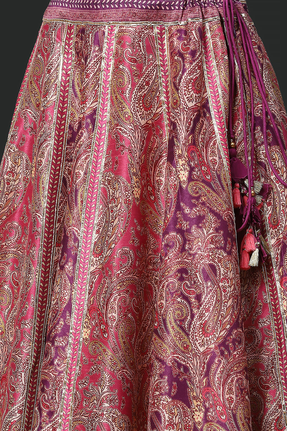 Purple Hand Embroidered Flared Lehenga Set image number 1