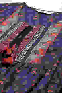 Blue Cotton Fusion Dress with Printed Jacket image number 1