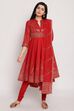 Red Straight Kurta Churidar Suit Set image number 0
