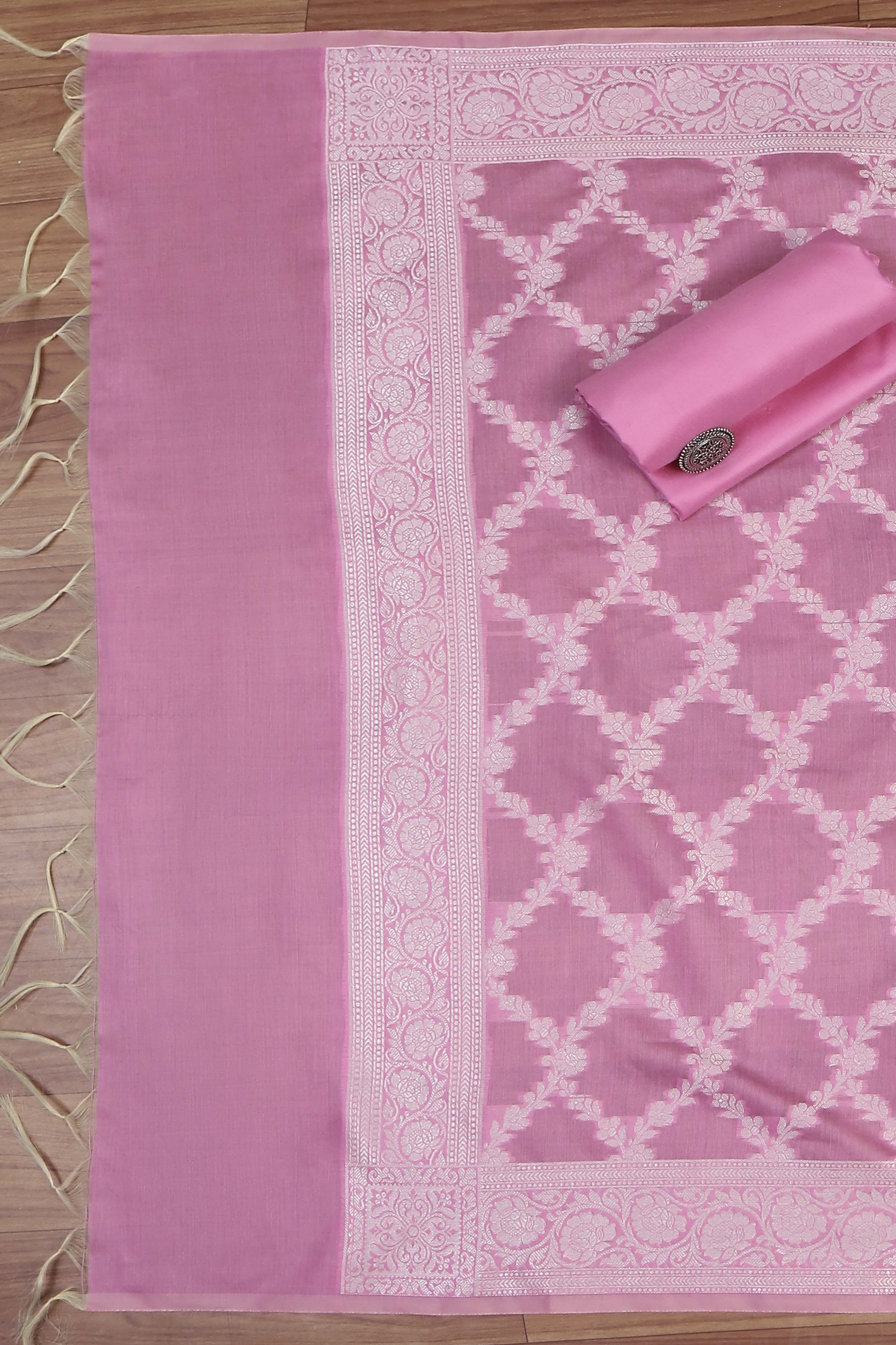 Pastel Cotton Printed Embroidered Unstitched Suit Set image number 1