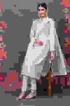 Rohit Bal Cream Cotton Silk Straight Yarndyed Suit Set image number 6