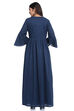 Navy Blue Flared Indie Mickey Cotton Solid Dress image number 4