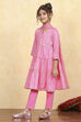 Blue Cotton Tiered Printed Kurta Churidar Set image number 3