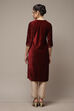 Maroon Velvet Straight Printed Kurta image number 2