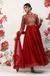 Mustard Cotton Blend Anarkali Kurta Suit Set image number 6