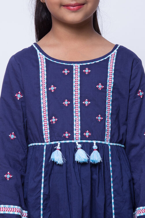 Indigo Cotton Anarkali Kurta Legging Suit Set image number 1