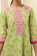 Green Cotton Printed Straight Kurta image number 1