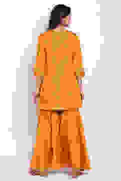 Yellow Art Silk Kurta Garara Suit Set image number 5