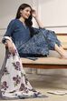 Teal Blue Cotton Printed Straight Suit Set