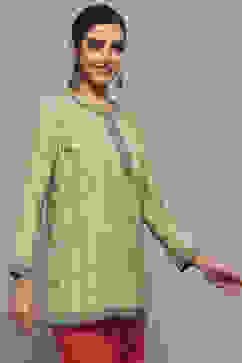 Green Polyester Straight Kurti image number 5