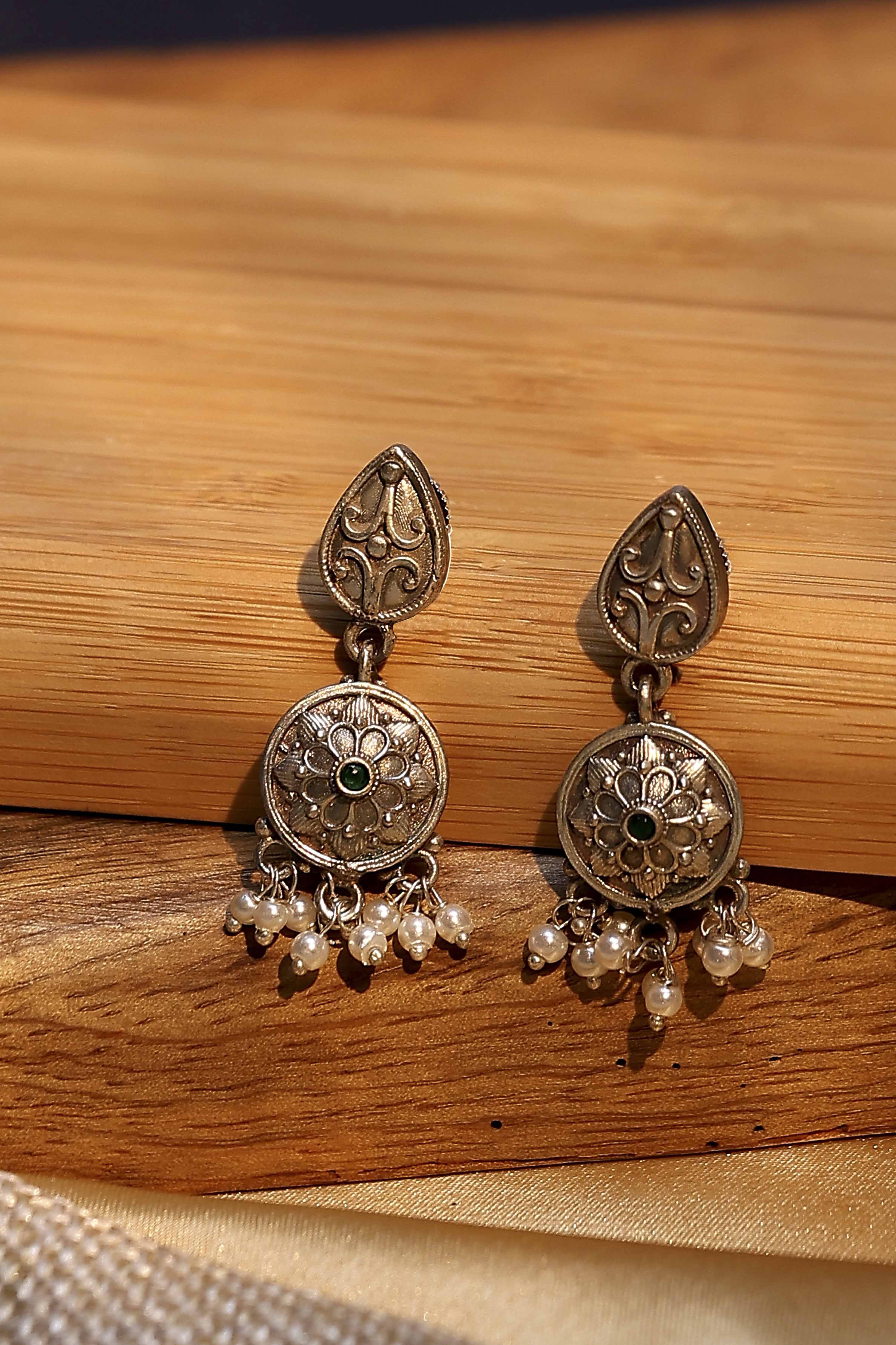 biba Green Stone Embellished EarringsGreen Stone Embellished Earrings-picture-491