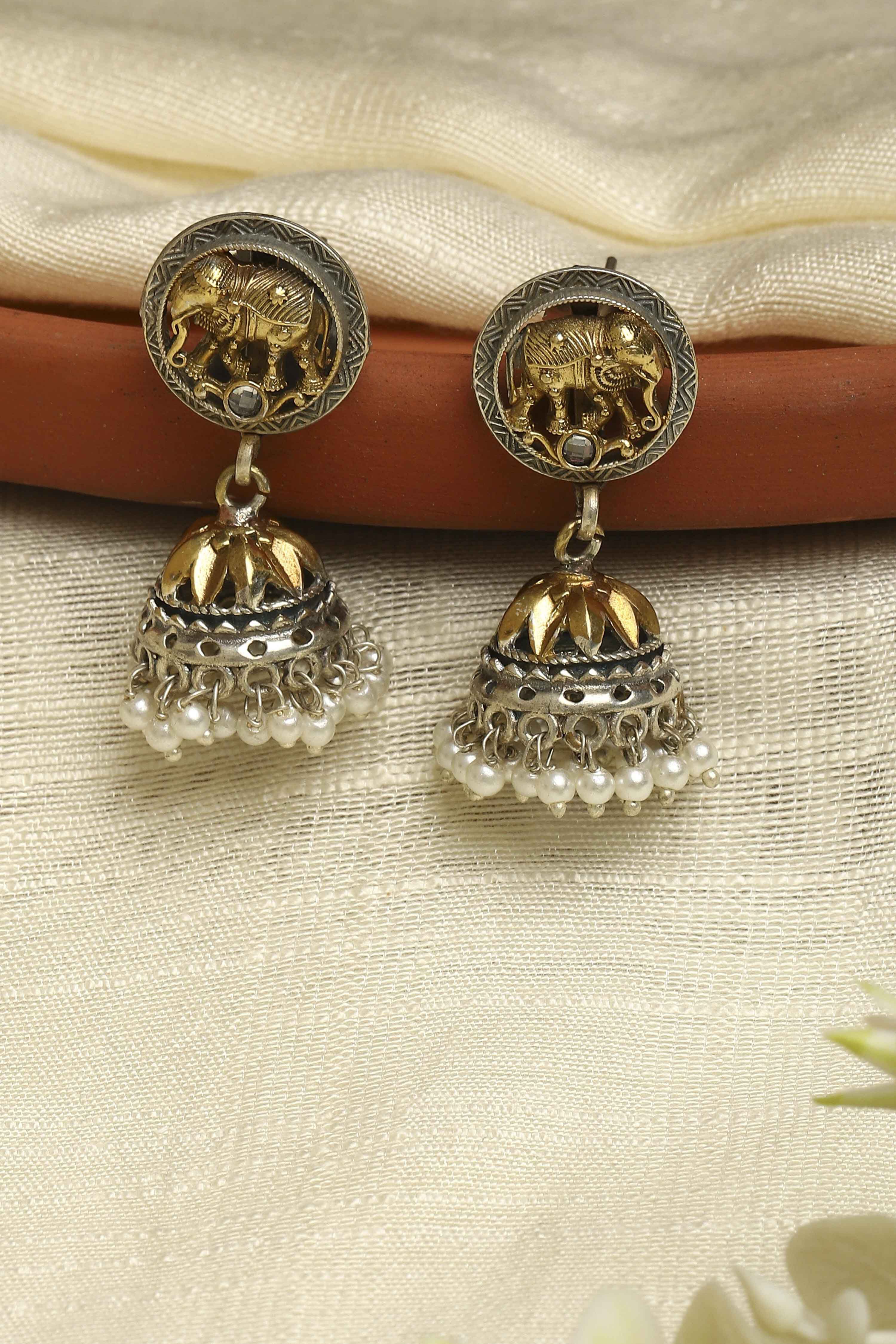 Oxidised Gold Brass Jhumka image number 0