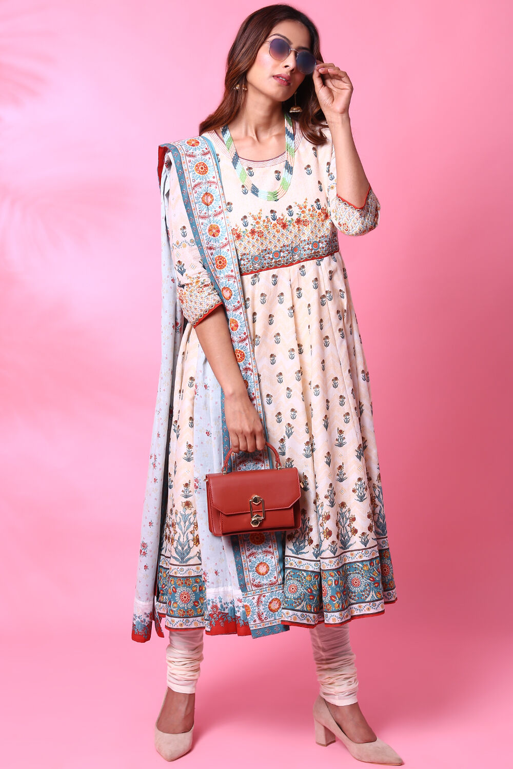 Yellow Cotton Anarkali Suit image number 7