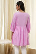 Pink Solid Flared Short Kurta image number 3